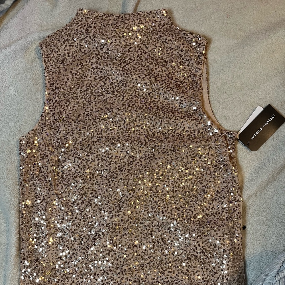 Rose Gold Sequin Sleeveless top